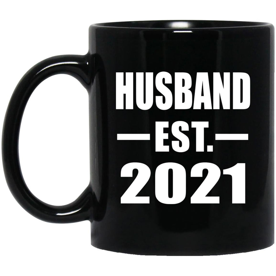 Husband Established EST. 2021 - 11oz Coffee Mug Black