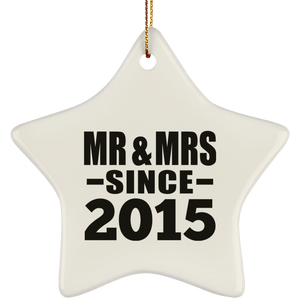 9th Anniversary Mr & Mrs Since 2015 - Star Ornament