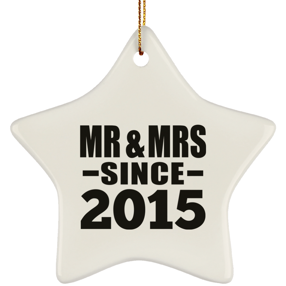 9th Anniversary Mr & Mrs Since 2015 - Star Ornament