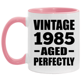 39th Birthday Vintage 1985 Aged Perfectly - 11oz Accent Mug Pink