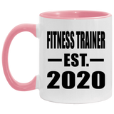 Fitness Trainer Established EST. 2020 - 11oz Accent Mug Pink
