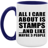 All I Care About Is Stamps - 15oz Accent Mug Purple