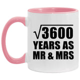 60th Anniversary Square Root of 3600 Years As Mr & Mrs - 11oz Accent Mug Pink