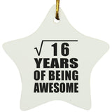 4th Birthday Square Root of 16 Years of Being Awesome - Star Ornament