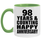 Happy 98th Anniversary 98 Years & Counting - 11oz Accent Mug Green
