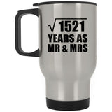 39th Anniversary Square Root of 1521 Years As Mr & Mrs - Silver Travel Mug