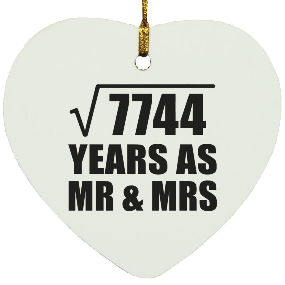 88th Anniversary Square Root of 7744 Years As Mr & Mrs - Heart Ornament