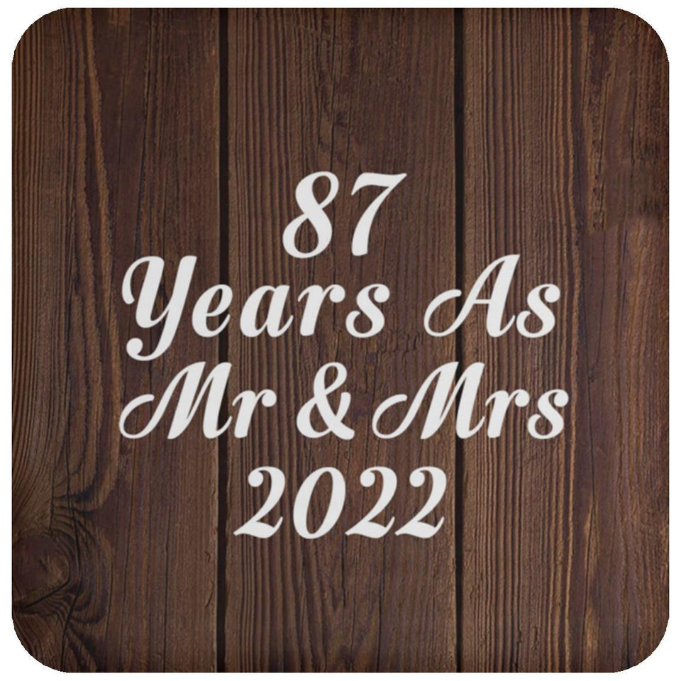 87th Anniversary 87 Years As Mr & Mrs 2022 - Drink Coaster D