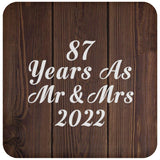 87th Anniversary 87 Years As Mr & Mrs 2022 - Drink Coaster D