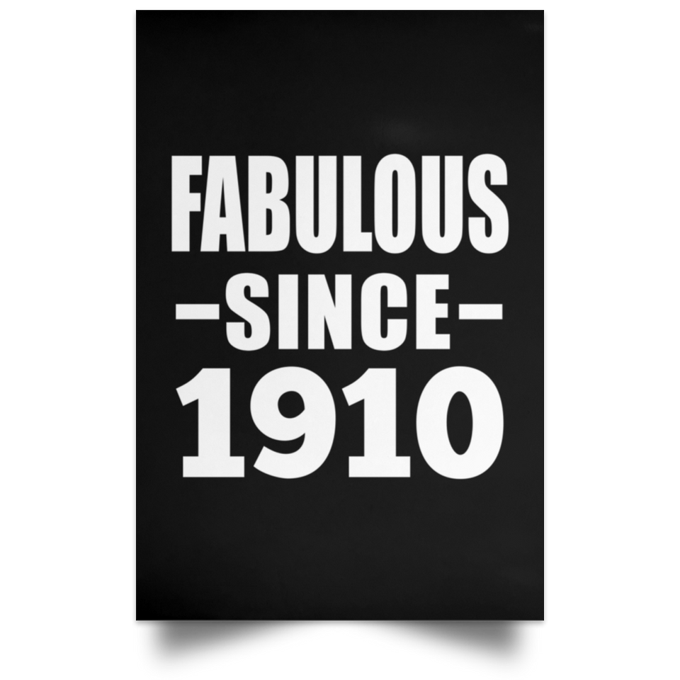 114th Birthday Fabulous Since 1910 - Poster Portrait
