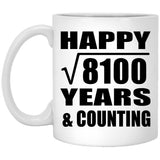 Happy 90th Anniversary Square Root of 8100 Years & Counting - 11oz Coffee Mug