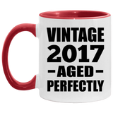 7th Birthday Vintage 2017 Aged Perfectly - 11oz Accent Mug Red