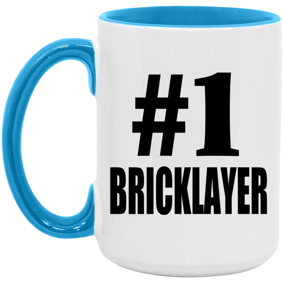 Number One #1 Bricklayer - 15oz Accent Mug Blue