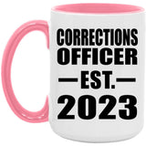 Corrections Officer Established EST. 2023 - 15oz Accent Mug Pink