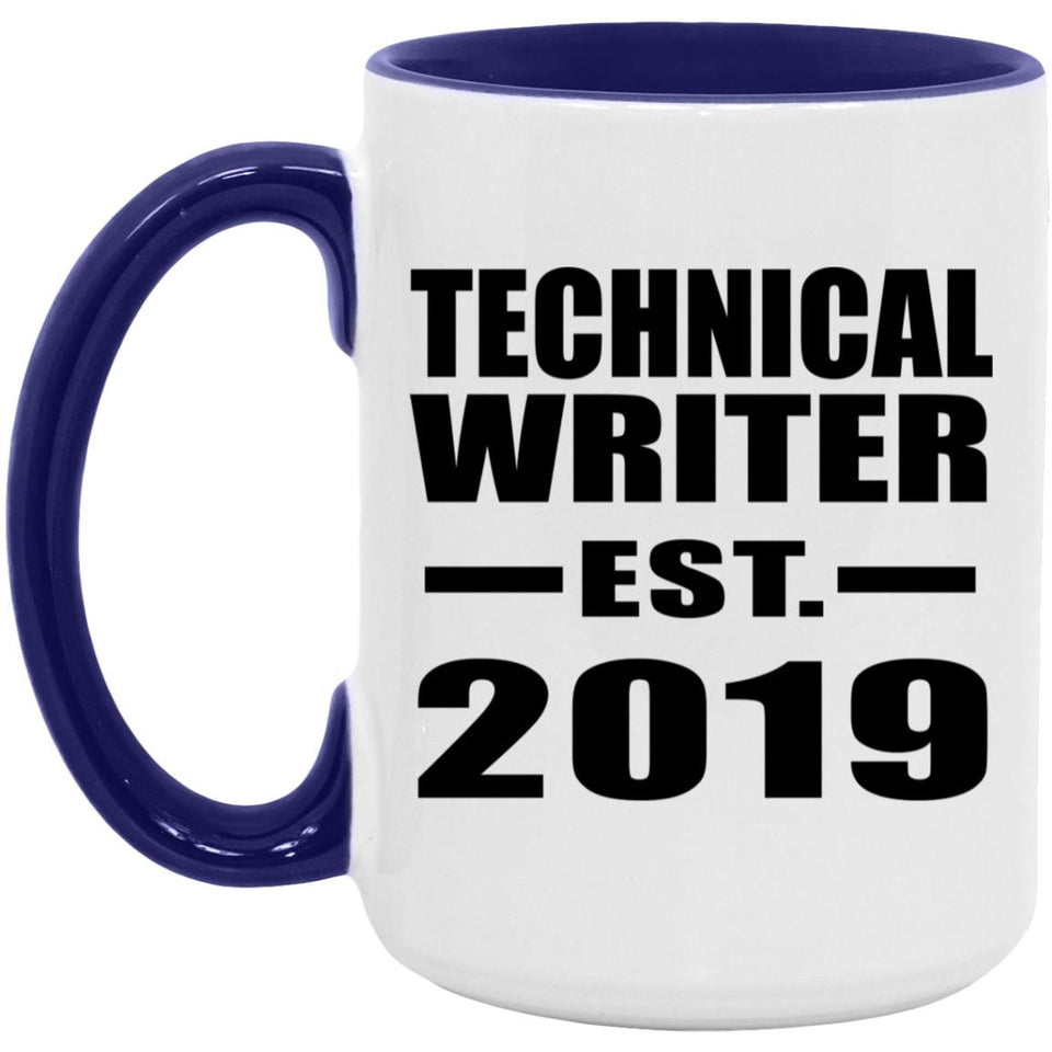 Technical Writer Established EST. 2019 - 15oz Accent Mug Purple