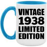 86th Birthday Vintage 1938 Limited Edition - 15oz Accent Mug Blue