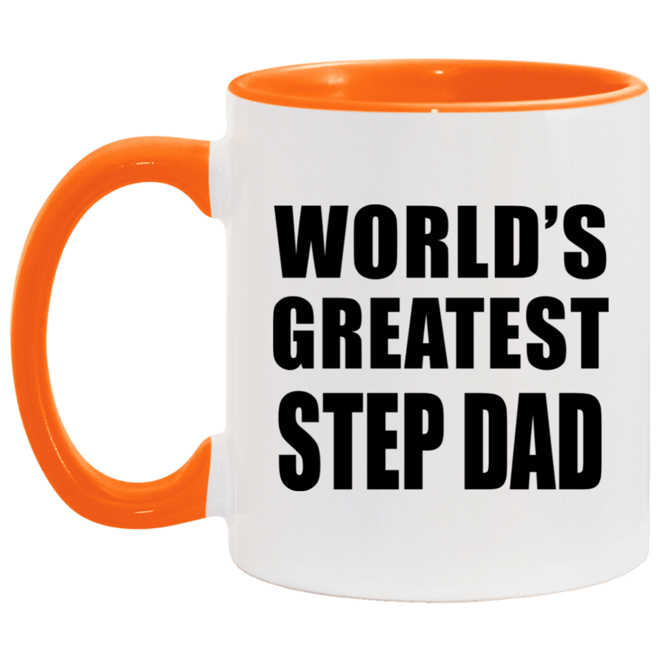 World's Greatest Step Dad - 11oz Accent Mug Orange