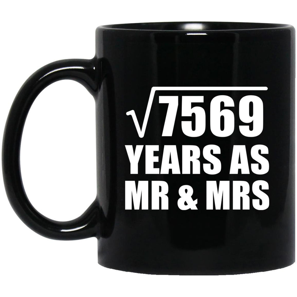 87th Anniversary Square Root of 7569 Years As Mr & Mrs - 11oz Coffee Mug Black