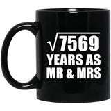 87th Anniversary Square Root of 7569 Years As Mr & Mrs - 11oz Coffee Mug Black