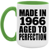 58th Birthday Made In 1966 Aged to Perfection - 15oz Accent Mug Green