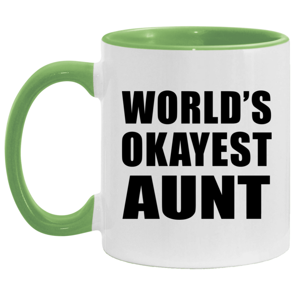 World's Okayest Aunt - 11oz Accent Mug Green