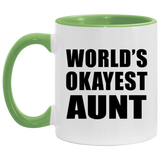 World's Okayest Aunt - 11oz Accent Mug Green