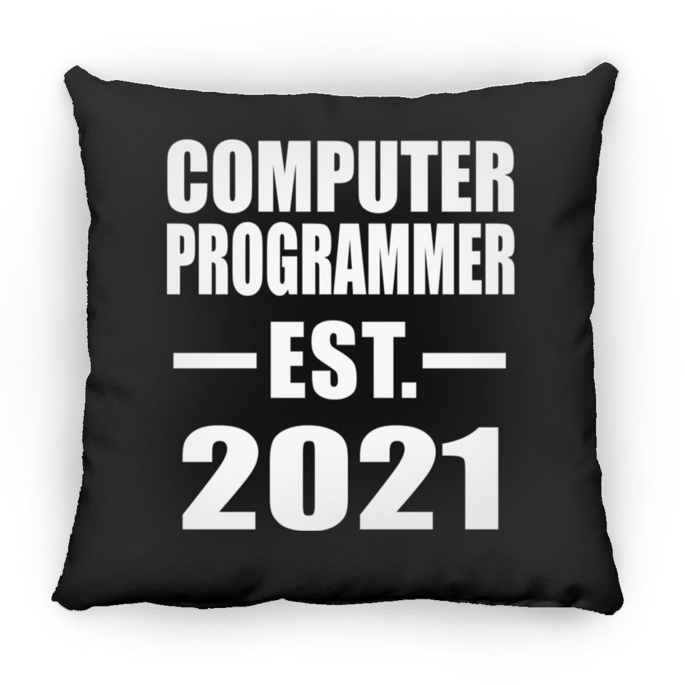 Computer Programmer Established EST. 2021 - Throw Pillow Black