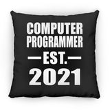 Computer Programmer Established EST. 2021 - Throw Pillow Black