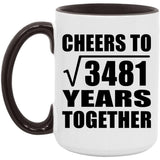 59th Anniversary Cheers To Square Root of 3481 Years Together - 15oz Accent Mug Black