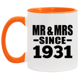 93rd Anniversary Mr & Mrs Since 1931 - 11oz Accent Mug Orange