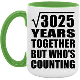 55th Anniversary Square Root of 3025 Years Who's Counting - 15oz Accent Mug Green