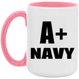 A+ Navy - 15oz Accent Mug Pink