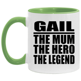 Gail The Mum The Hero The Legend - 11oz Accent Mug Green