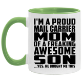 Proud Mail Carrier Mom Of Awesome Son - 11oz Accent Mug Green