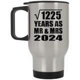 35th Anniversary Square Root of 1225 Years As Mr & Mrs 2024 - Silver Travel Mug