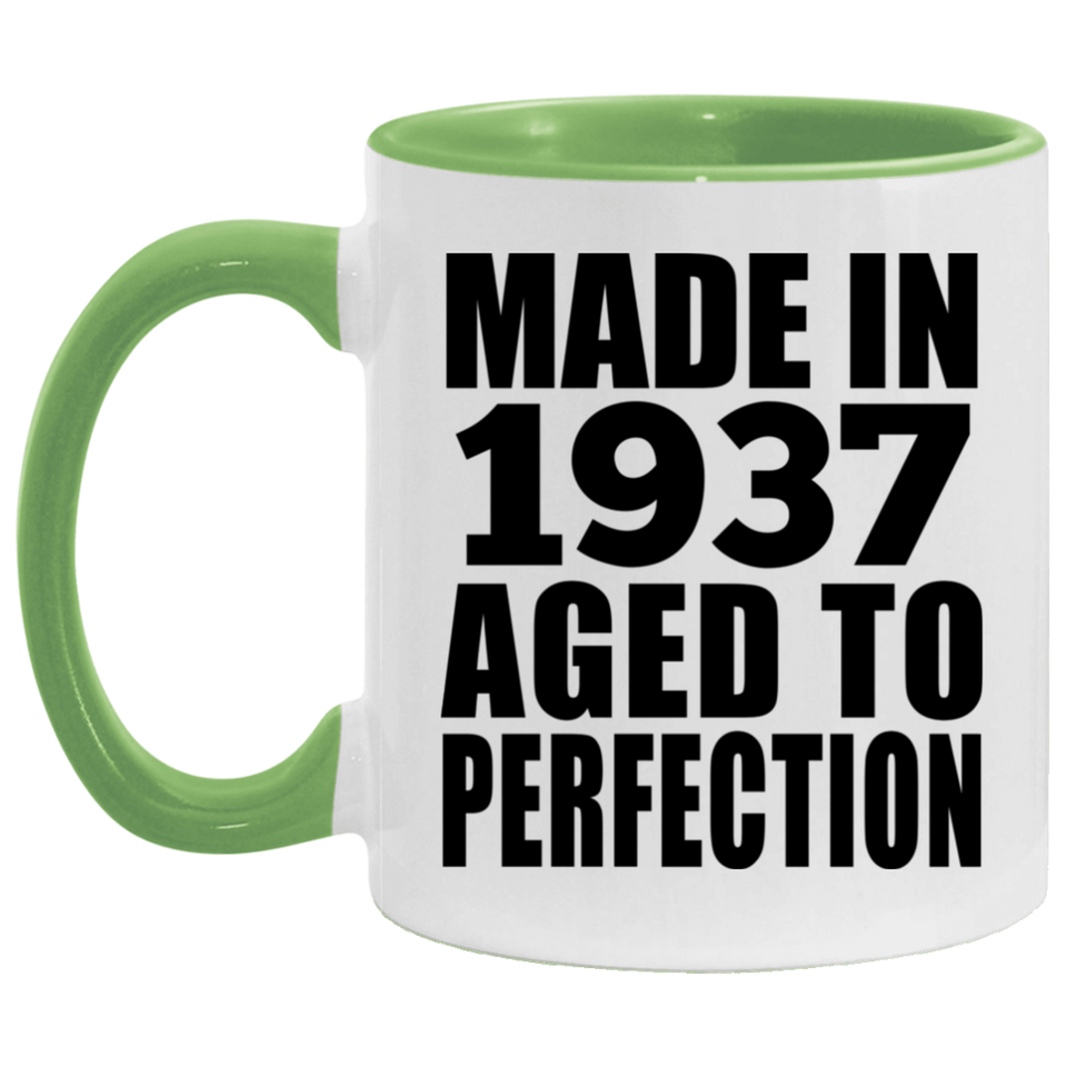 87th Birthday Made In 1937 Aged to Perfection - 11oz Accent Mug Green