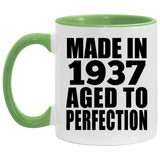 87th Birthday Made In 1937 Aged to Perfection - 11oz Accent Mug Green