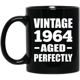 60th Birthday Vintage 1964 Aged Perfectly - 11oz Coffee Mug Black