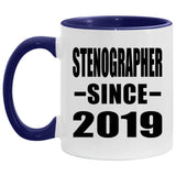 Stenographer Since 2019 - 11oz Accent Mug Purple