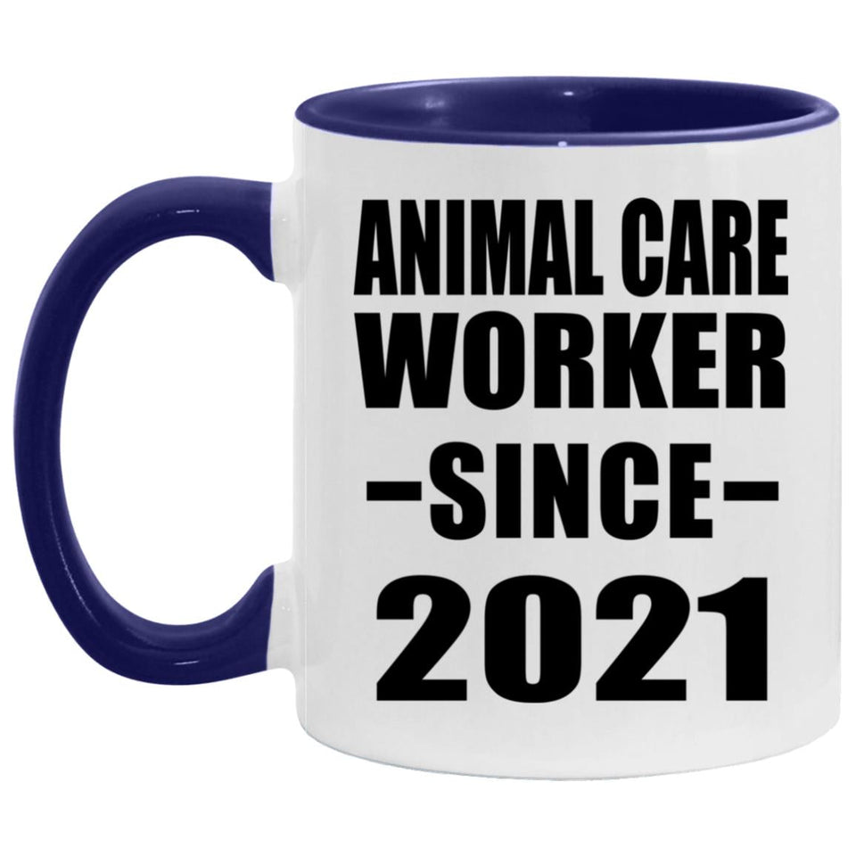 Animal Care Worker Since 2021 - 11oz Accent Mug Purple