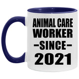Animal Care Worker Since 2021 - 11oz Accent Mug Purple