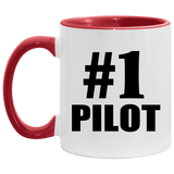 Number One #1 Pilot - 11oz Accent Mug Red