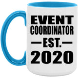 Event Coordinator Established EST. 2020 - 15oz Accent Mug Blue