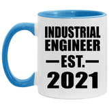 Industrial Engineer Established EST. 2021 - 11oz Accent Mug Blue