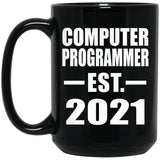 Computer Programmer Established EST. 2021 - 15oz Coffee Mug Black
