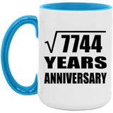 88th Anniversary Square Root of 7744 Years Anniversary - 15oz Accent Mug Blue