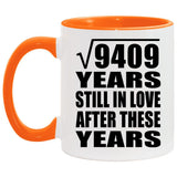 97th Anniversary Square Root of 9409 Years Still In Love - 11oz Accent Mug Orange