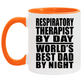 Respiratory Therapist By Day World's Best Dad By Night - 11oz Accent Mug Orange