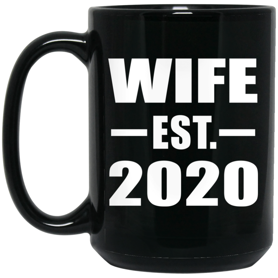 Wife Established EST. 2020 - 15oz Coffee Mug Black