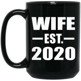 Wife Established EST. 2020 - 15oz Coffee Mug Black